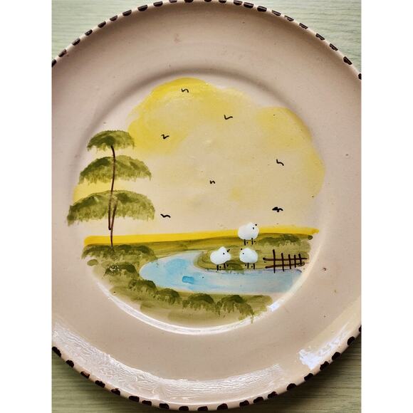 PLATE-SALAD/DESSERT-HANDMADE BY LAMAS-Italy-Sheep by River-Raised Design - Picture 2 of 8